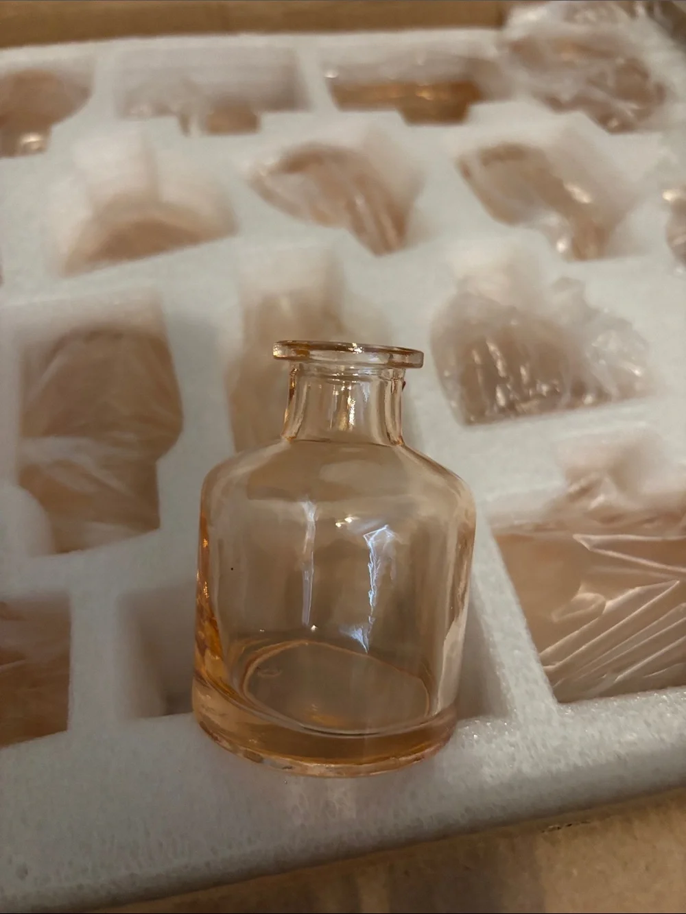 Light Pink Mini Glass Bottle Vases Set